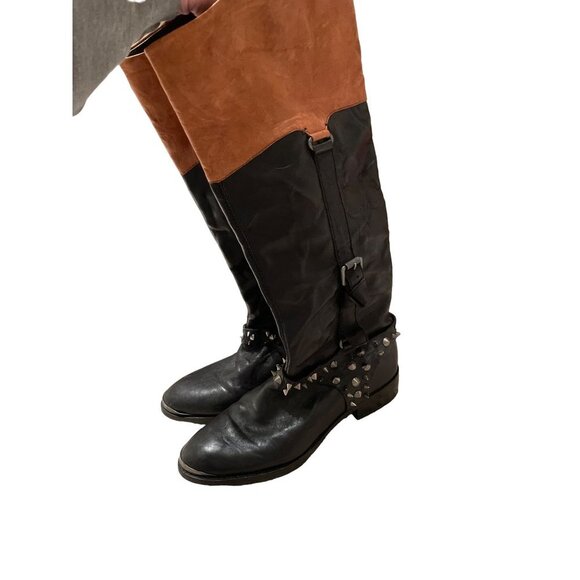 Sam Edelman Two Toned Spike Detailed Knee High Boots Sz 9M - Picture 1 of 12